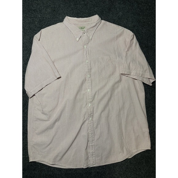 LL Bean Button Up Shirt Seersucker Colorful Light Pink Mens  XXL - Picture 3 of 6